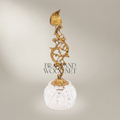 Rococo Brass & Crystal Bell with Sculptural Foliate Stem — Gold