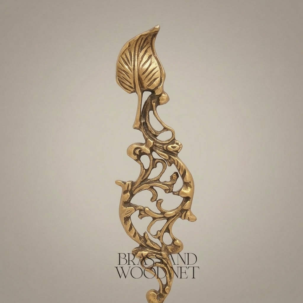 Rococo Brass & Crystal Bell with Sculptural Foliate Stem — Antique Gold