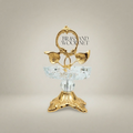 Rococo Brass & Crystal Ashtray Stand with Leaf Crown and Faceted Sphere — Gold