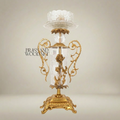 Rococo Brass & Crystal Candlestick with Rose Column and Scroll Handles — Gold