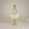 Rococo Brass & Crystal Epergne Candelabra with Floral Scroll Arms — Gold