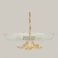Rococo Brass & Crystal Glass Decorative Tray Stand with Vine-Entwined Handle — Gold