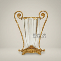 Rococo Brass & Crystal Vase with Scrolled Volute Handles — Gold