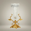 Rococo Brass & Cut Crystal Trumpet Vase with Foliate Branch Stand — Gold