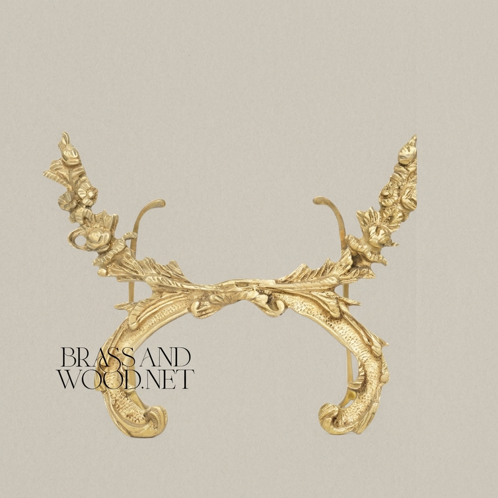 Rococo Brass Decorative Plate Stand - Acanthus Scroll Easel — Antique Gold