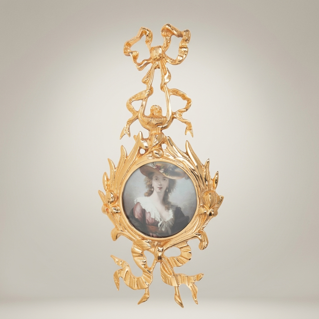 Rococo Brass Double Medallion Wall Frame - Ribbon & Acanthus Cascade