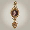 Rococo Brass Double Portrait Medallion Wall Frame with Ribbon Crest — Gold