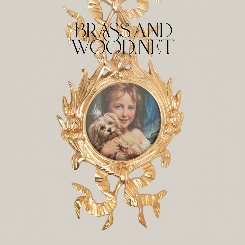 Rococo Brass Dual Portrait Wall Frame with Ribbon & Acanthus Cascade