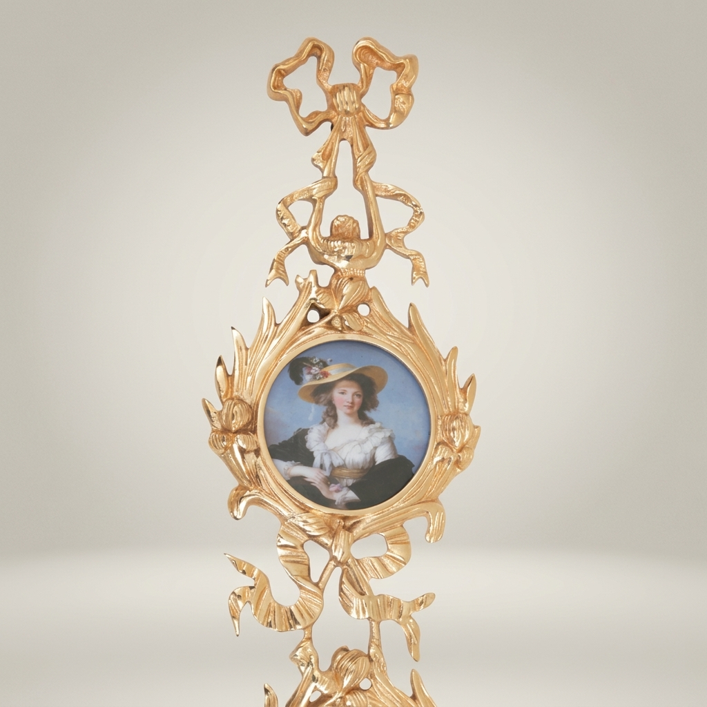 Rococo Brass Dual Portrait Wall Frame with Ribbon & Acanthus Cascade