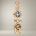 Rococo Brass Dual Portrait Wall Frame with Ribbon & Acanthus Cascade — Gold