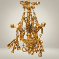 Rococo Brass Figural Chandelier with Nymph Sculptures & Acanthus Swags — Gold