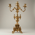 Rococo Brass Five-Arm Candelabra with Acanthus Scroll Base — Gold