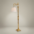 Rococo Brass Floor Lamp with Swing Arm & Acanthus Column — Gold