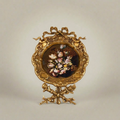 Rococo Brass Oval Decorative Stand Plate - Ribbon & Rocaille Floral Frame — Gold