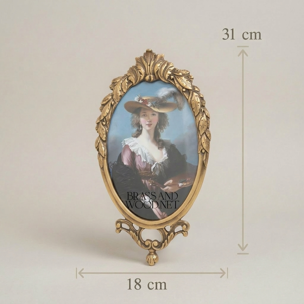 Rococo Brass Oval Portrait Frame Set with Bow Pendant & Floral Round Frame - 3-Piece Wall Collection — Antique Gold