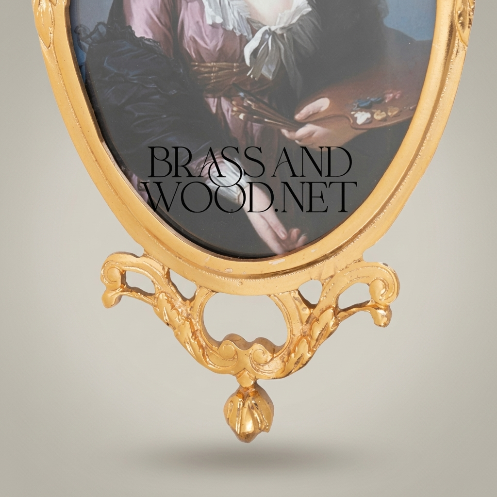 Rococo Brass Oval Wall Frame with Bow & Acanthus Cartouche — Gold