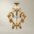 Rococo Brass Pendant Light - Hand-Cast Acanthus Crown Frame — Gold