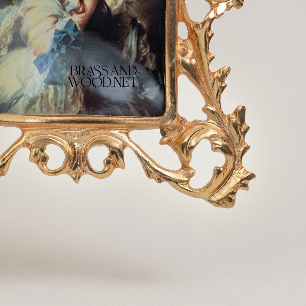 Rococo Brass Photo Frame with Open Acanthus Scroll Filigree