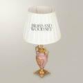 Rococo Brass & Porcelain Urn Table Lamp - Hand-Painted Floral Medallion — Gold
