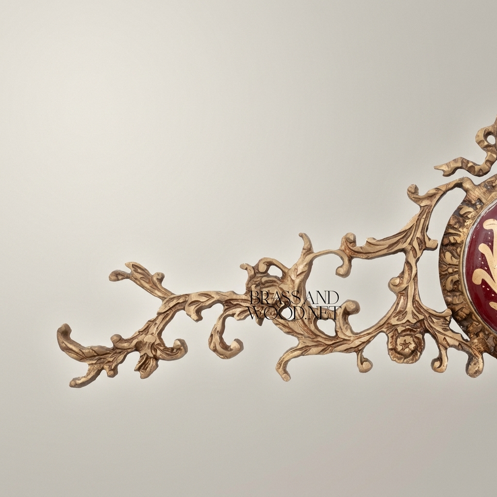 Rococo Brass & Porcelain Wall Medallion Set - Floral Hand-Painted Décor — Antique Gold