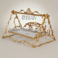 Rococo Brass Swing-Frame Decorative Stand with Crystal Tray - Openwork Acanthus & Floral Arch — Gold