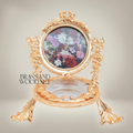 Rococo Brass Swivel Photo Frame Stand with Floral Acanthus Ornaments and Crystal Glass Tray — Gold