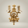 Rococo Brass Two-Arm Wall Sconce with Acanthus & Rose Carvings — Gold