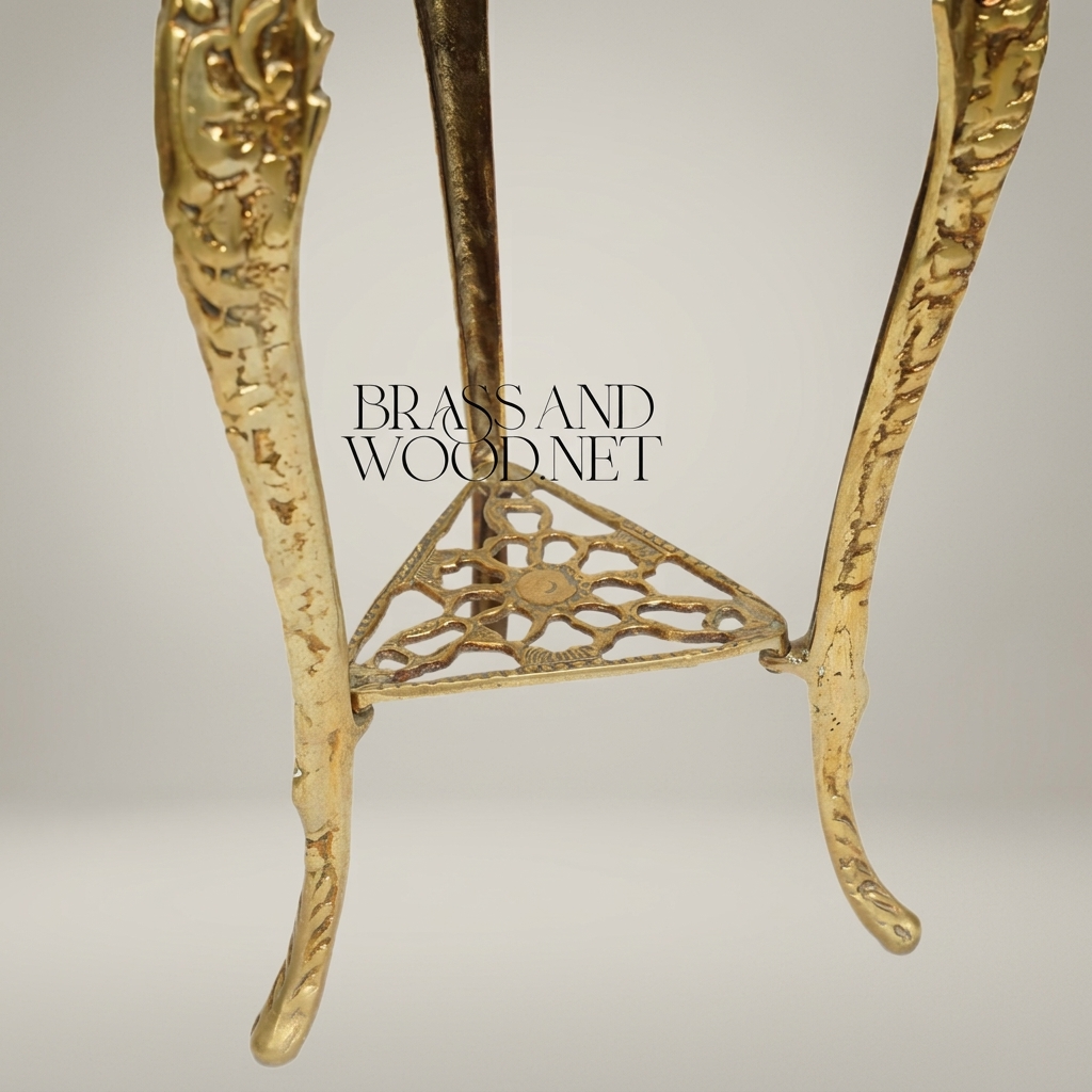 Rococo Brass Urn Vase on Cabriole Stand - Heavily Carved Acanthus Relief — Antique Gold