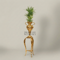 Rococo Brass Urn Vase on Cabriole Stand - Heavily Carved Acanthus Relief — Gold