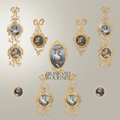 Rococo Brass Vertical Wall Frame - Dual Oval Portrait with Bow & Acanthus Cascade — Gold