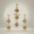 Rococo Brass Vertical Wall Frame Set – Triple Cascading Medallion with Ribbon & Acanthus Ornament — Gold