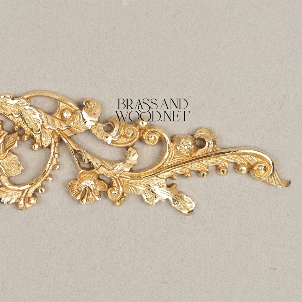 Rococo Brass Wall Cartouche with Sèvres-Style Porcelain Medallion and Acanthus Scrollwork