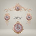 Rococo Brass Wall Crown with Hand-Painted Porcelain Medallion — Scrolling Floral Cresting — Gold