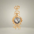 Rococo Brass Wall Frame with Bow & Acanthus Surround — Oval Portrait — Gold