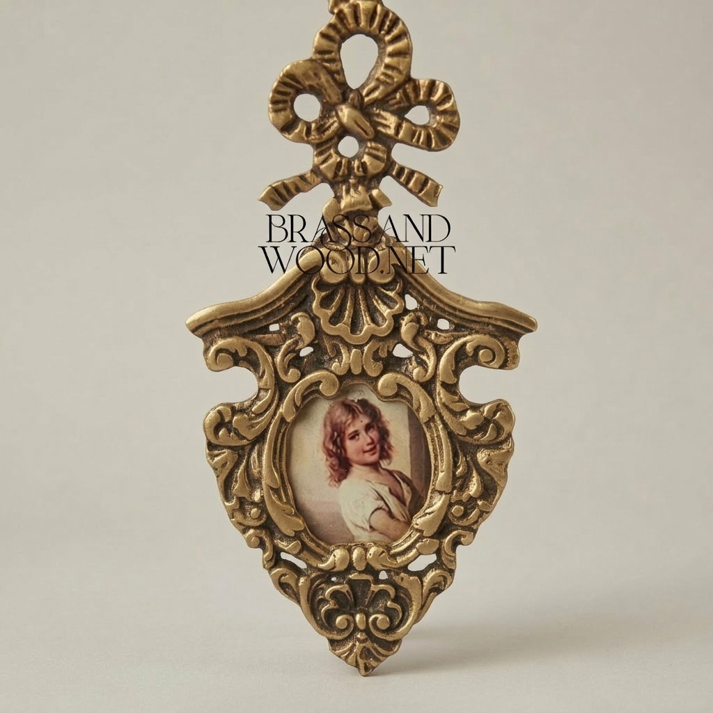 Rococo Brass Wall Frame with Bow Crest and Shell Cartouche — Antique Gold