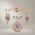 Rococo Brass Wall Medallion Frame with Floral Porcelain Centre — Gold