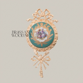 Rococo Brass Wall Medallion with Turquoise Floral Ceramic Centre - Ribbon & Acanthus Frame — Gold