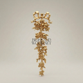 Rococo Brass Wall Ornament - Cascading Floral Bouquet with Ribbon Bow — Gold