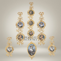 Rococo Brass Wall Photo Frame Set - Cascading Medallion with Ribbon & Acanthus Garland — Gold
