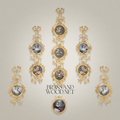Rococo Brass Wall Picture Frame Chain - Cascading Medallion with Ribbon & Acanthus Crest — Gold