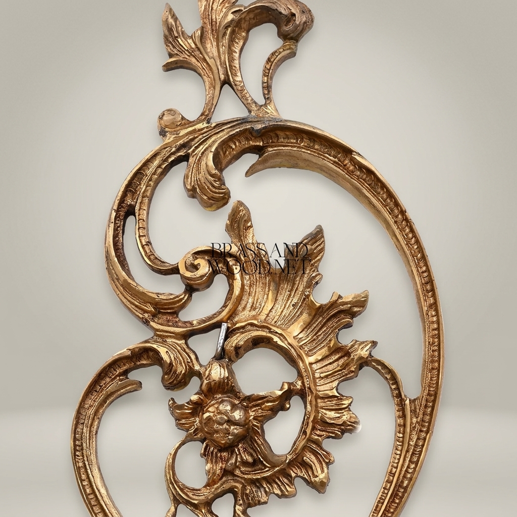 Rococo Brass Wall Sconce 3-Arm with Acanthus & Sunflower Scrollwork — Antique Gold