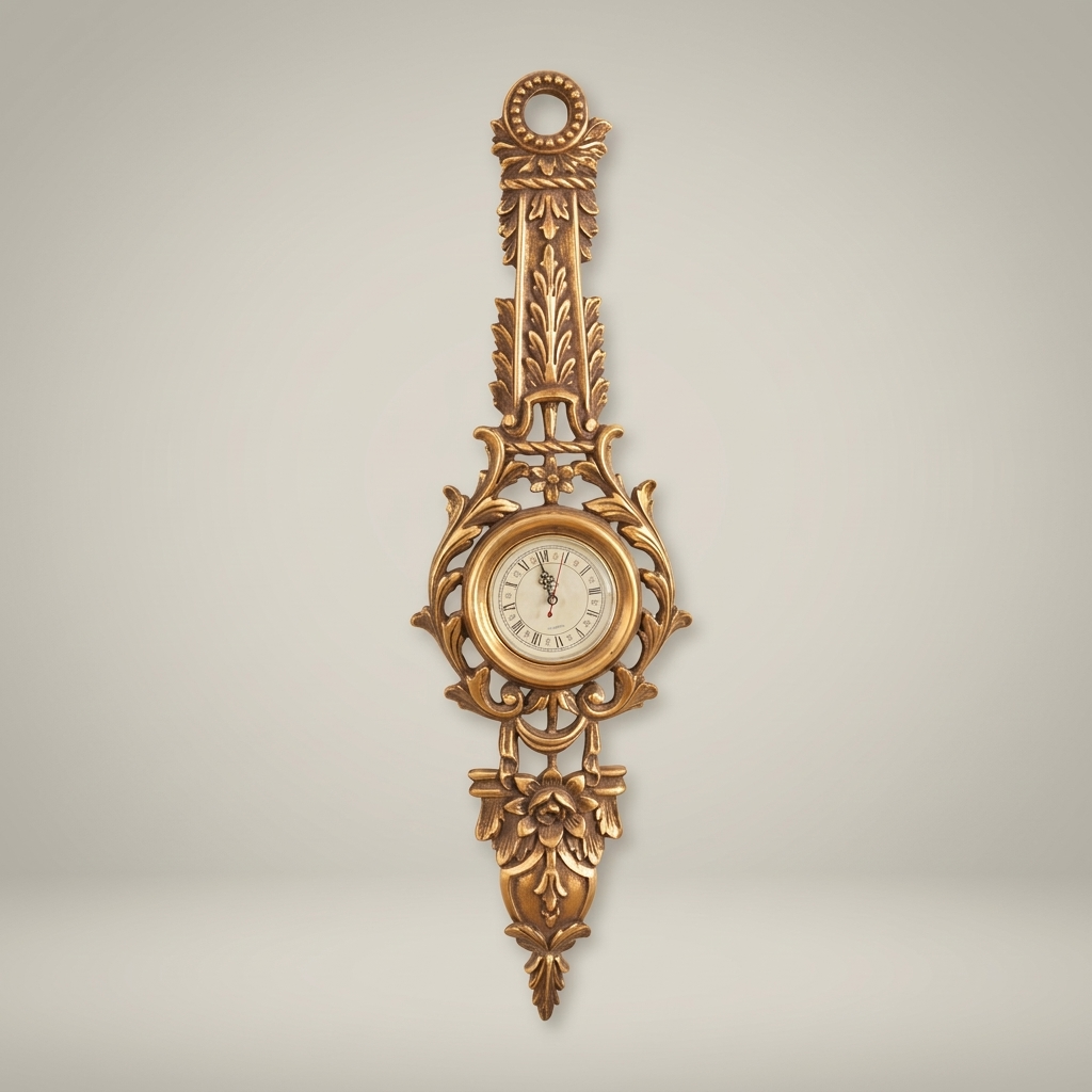 Rococo Carved Wall Clock with Acanthus Scrollwork & Pierced Frame — Gold