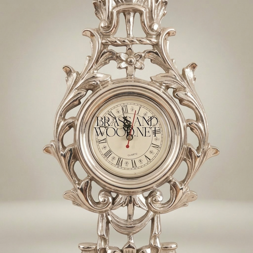 Rococo Carved Wall Clock with Acanthus Scrollwork & Pierced Frame — Silver