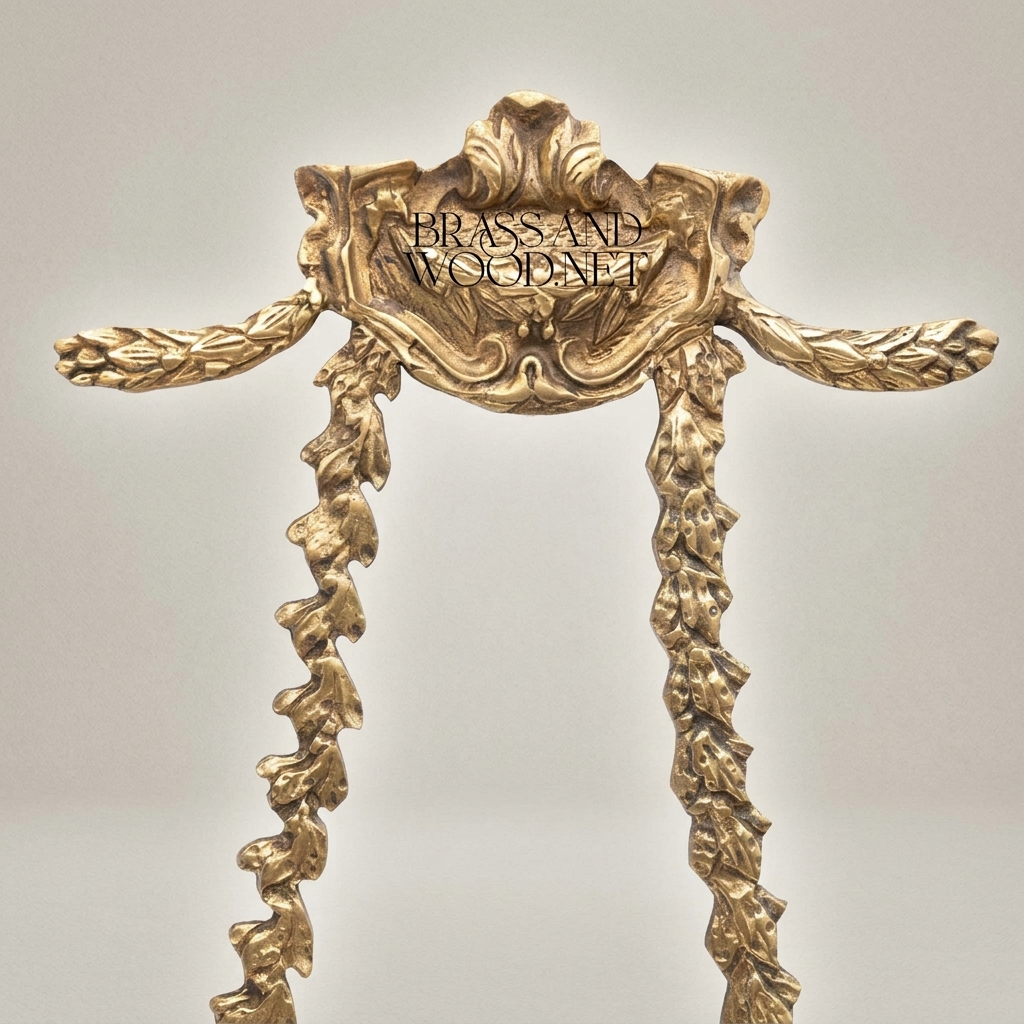 Rococo Cast Brass Hanging Decorative Plate - Floral Ceramic Insert with Acanthus Frame — Antique Gold