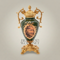 Rococo Ceramic & Brass Covered Urn Vase – Hunter Green with Landscape & Floral Cartouche — Gold