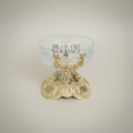 Rococo Crystal Bonbonniere with Ornate Brass Pedestal & Garland Mount — Gold