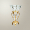 Rococo Crystal Bowl Ashtray on Ornate Brass Pedestal Stand — Gold