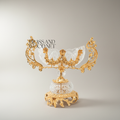 Rococo Crystal & Brass 3-Piece Garniture Set with Scrolled Acanthus Mounts — Gold