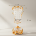 Rococo Crystal & Brass 3-Piece Garniture Set with Flared Trumpet Vases & Footed Centerpiece Bowl — Gold