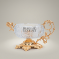 Rococo Crystal & Brass Ashtray with Floral Scroll Handles — Gold